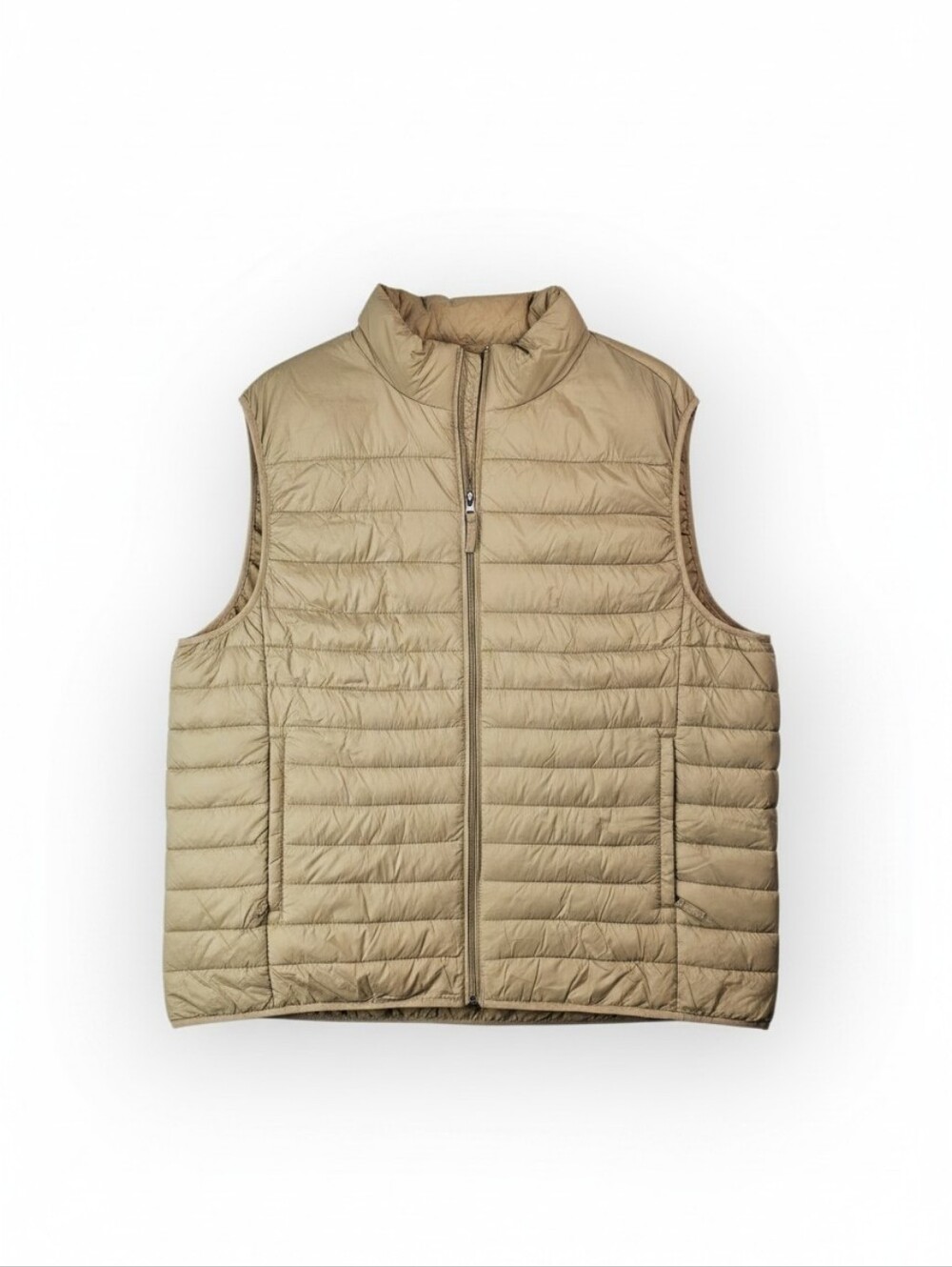 Amazon Essentials Lightweight Puffer Vest Men's XXL Tan Full Zip Quilted